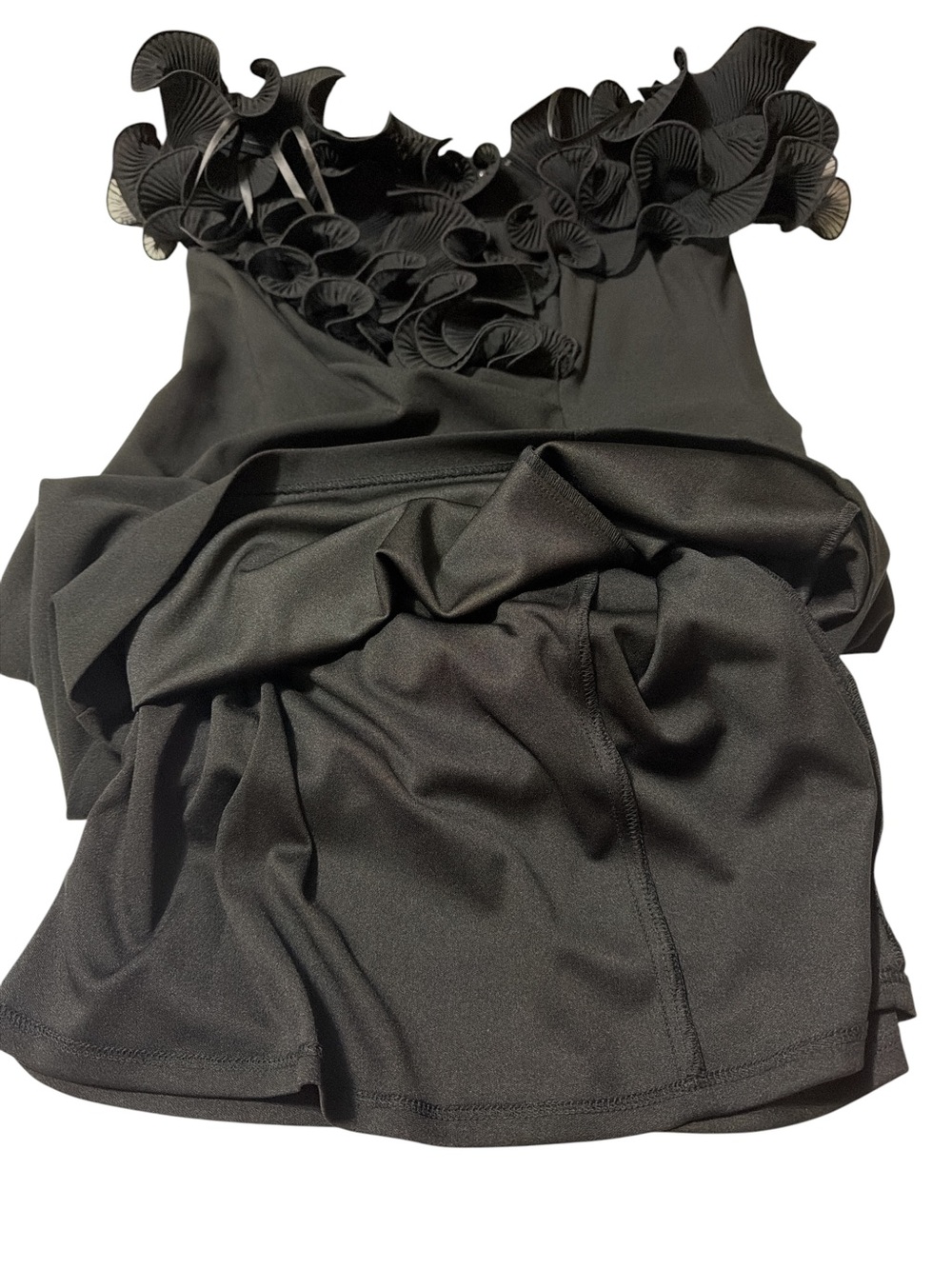 NWT Xscape Sz 16 Black Ruffle Off the Shoulder Scuba Crepe Midi Dress $228 - Picture 9 of 11